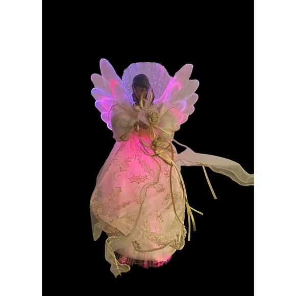 Fiber Optic Angel Christmas Tree Topper Colorful LED Lights Plays Silent Night - Picture 2 of 12